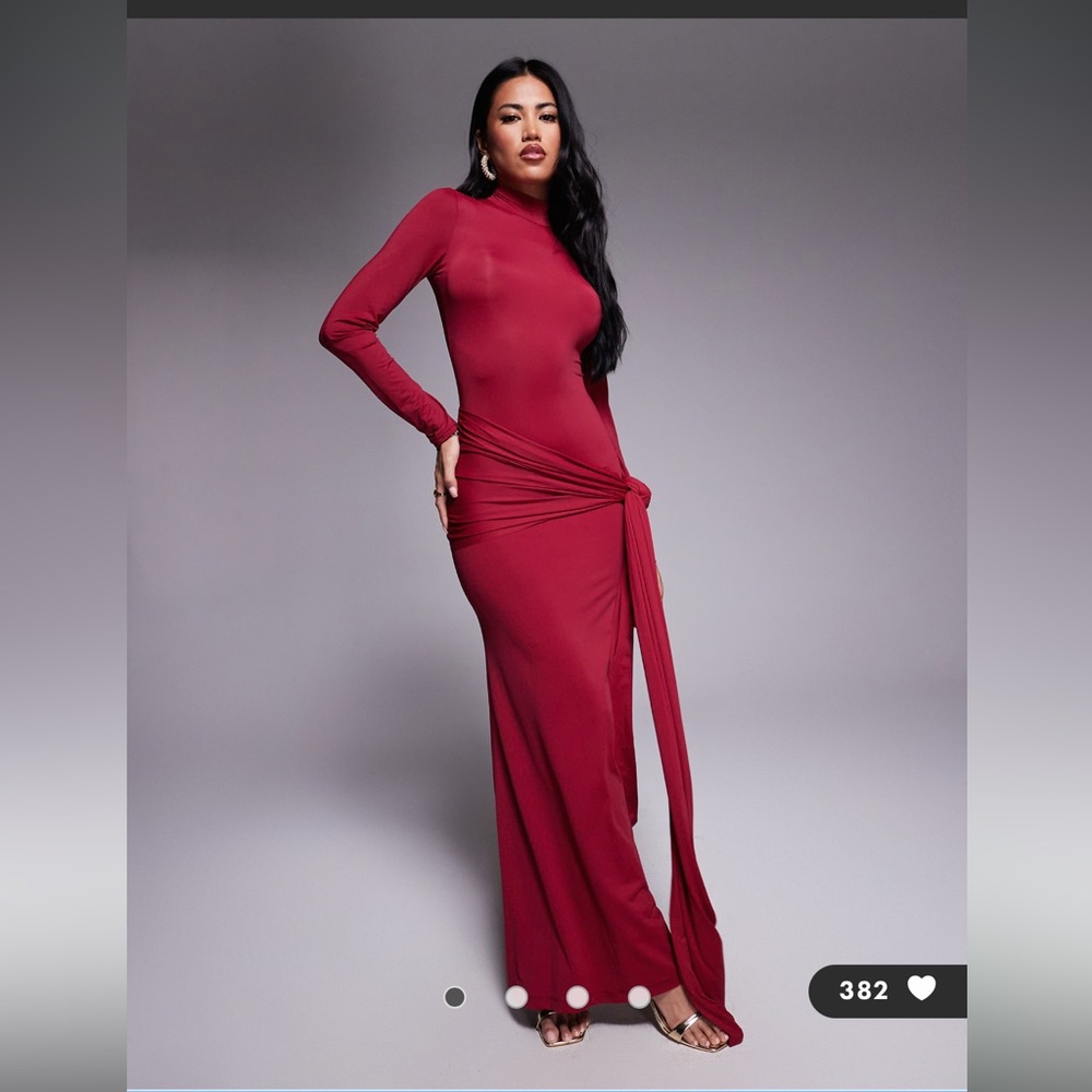 Bardot Alix Tie Front Burgandy maxi dress
